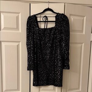 Stunning Black Sequin Long Sleeve Dress